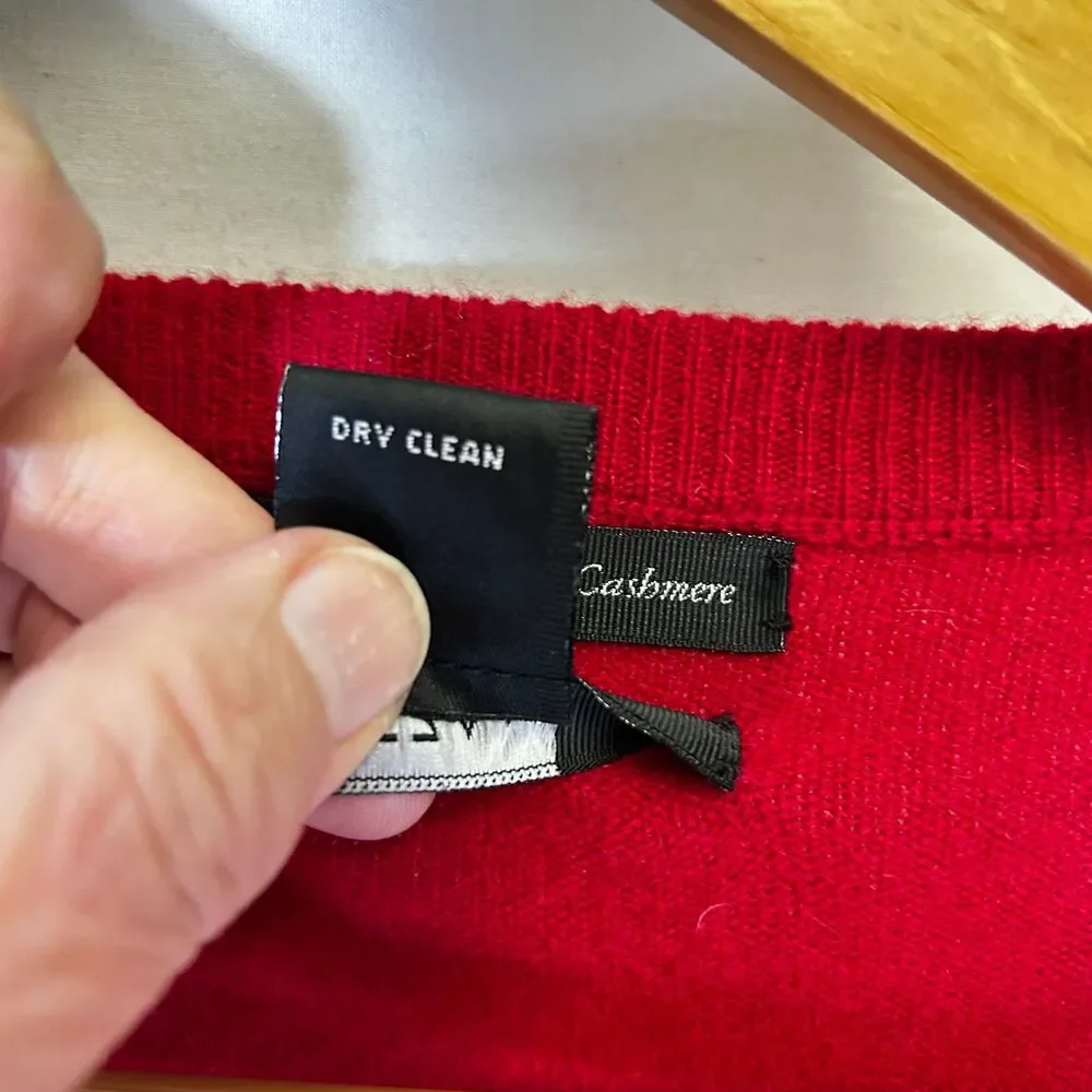 Cezani Men's Red 100% Cashmere Classic V-Neck LS Sweater Size L